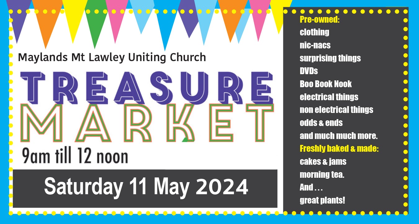 Graphic containing details about the Treasure Market on 11 May 2024